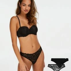 Hunkemöller Lingerie Dames 2-pack Strings Angie - Zwart - Maat S -Badmode Verkoop 550x656 1