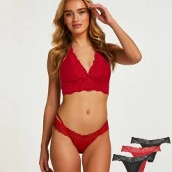 Hunkemöller Dames Lingerie 3-pack Strings Willow - Zwart - Maat M -Badmode Verkoop 550x660 1