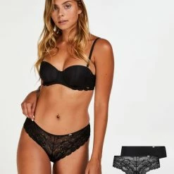 Hunkemöller Lingerie Dames 2-pack Brazilians Angie - Zwart - Maat L -Badmode Verkoop 550x660 189