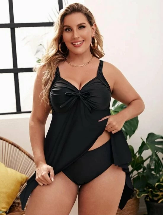 Merkloos Grote Maat Tankini 2 Delig Zwart Met Verwijderbare Voering Maat 4XL Eu 48 XXXXL 6 Merkloos Grote Maat Tankini 2 Delig Zwart Met Verwijderbare Voering Maat 4XL Eu 48 XXXXL - Afbeelding 4
