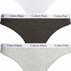 Calvin Klein Dames Slips (3-pack) - Zwart, Wit, Grijs - Maat S