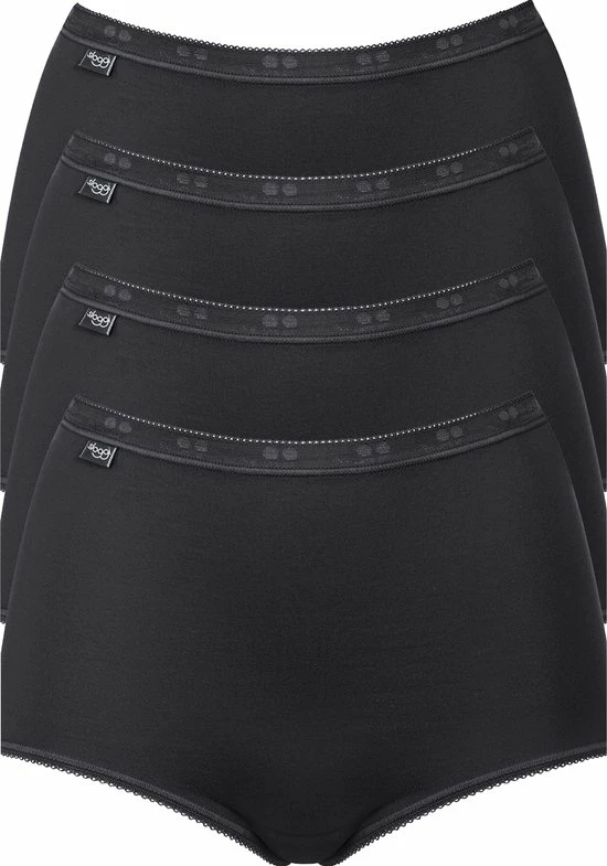 Sloggi Basic+ Dames Maxi Slip - 4-pack - Zwart - Maat 52 3 Sloggi Basic+ Dames Maxi Slip - 4-pack - Zwart - Maat 52