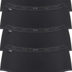Sloggi Basic+ Dames Midi Slip - 4-pack - Zwart - Maat 46