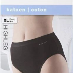 ANNI ROLFI KATOEN HIGHLEG SLIP Zwart, Mt XL